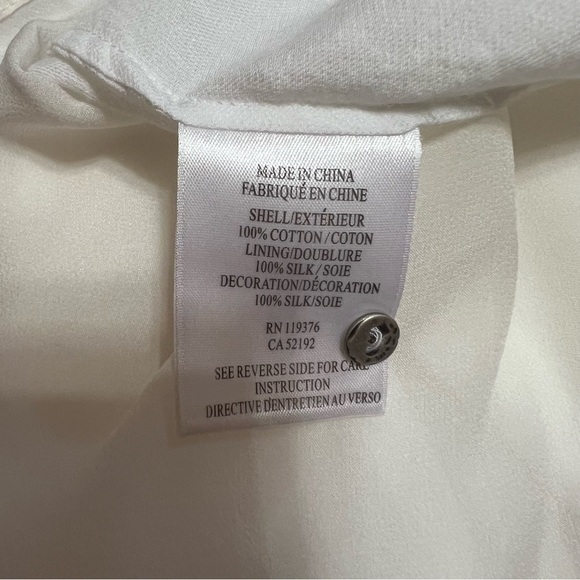 Helmut Lang | Element Sheer Hem Silk Button Front Shirt Combo Top White Size M - Picture 15 of 16
